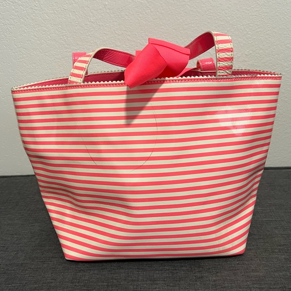 Kate Spade Neon Pink Striped Tote - Picture 2 of 7